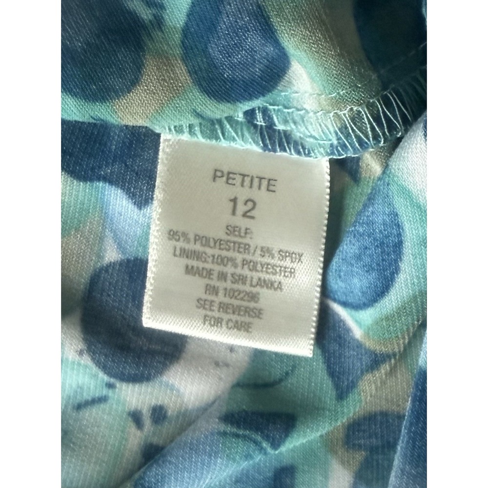 Dress Barn Women's Petite 12 Blue Bubble Ruched Waist Faux Wrap Stretch Dress‎ - Picture 3 of 9